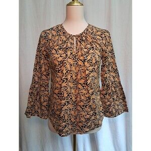 Drake's London For J.Crew Giraffe Print Bell Sleeves Keyhole Neck Top Size 0